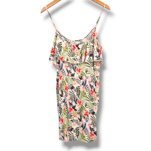Hollister Women's Tropical Coastal Spaghetti Strap Ruffle Mini Dress Size Medium